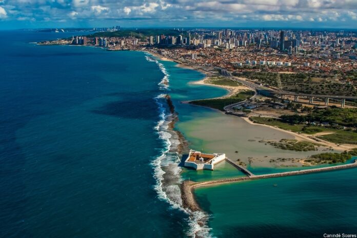 Vista aérea de Nata/RN a partir do forte dos Reis Magos (Foto: Canindé Soares)