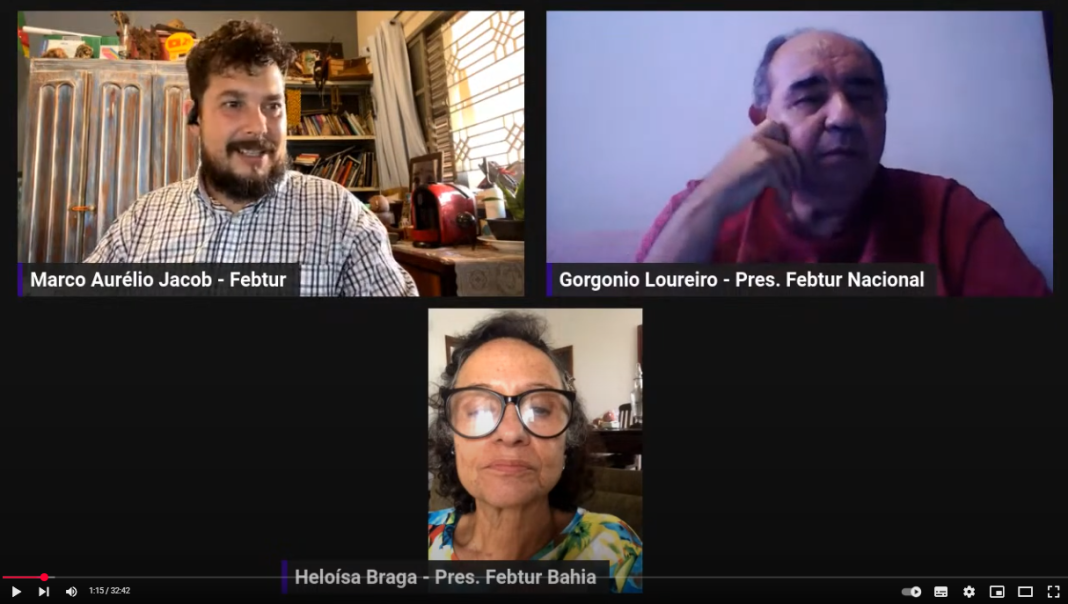 Marco Jacob, Diretor de Comunicação de Febtur, Gorgonio Loureiro, Presidente da Febtur e Heloisa Braga, Presidente da Febtur Bahia